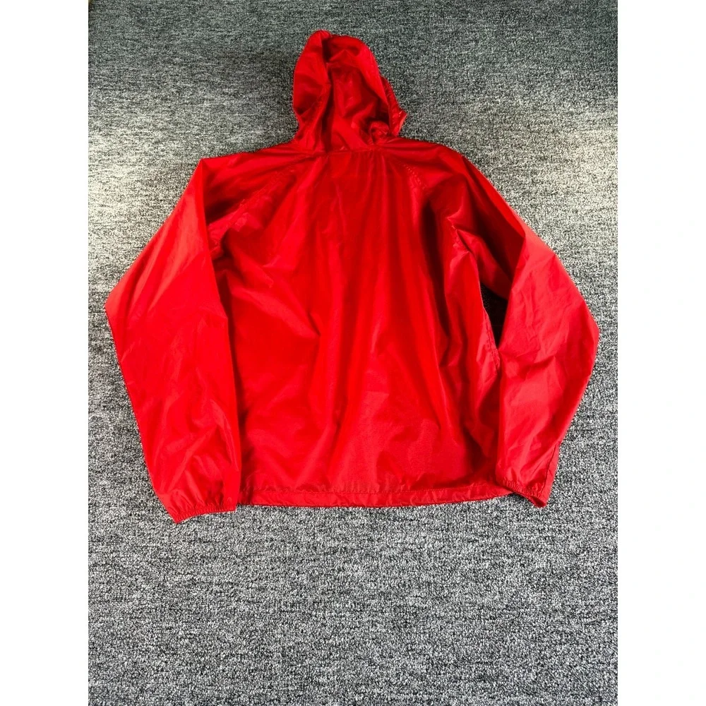 The North Face Windbreaker Jacket Mens S Red Half Zip Pockets Hooded Long Sleeve